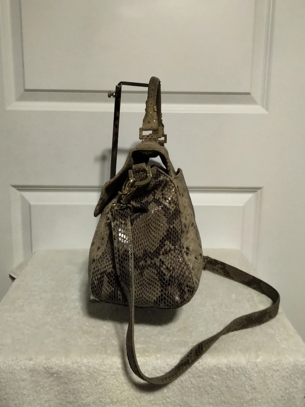 Tory Burch Python-Print Top-Handle / Crossbody Bag